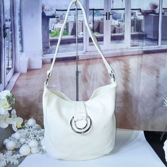 Maggie Mather Leather Hobo Bag White Large - Picture 2 of 9